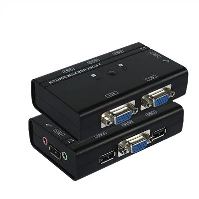 2 יציאות מתג שיתוף USB VGA עם 3 יציאות USB 2.0