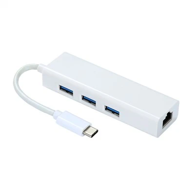 כבל מתאם Ethernet USB C HUB מאסף לבן