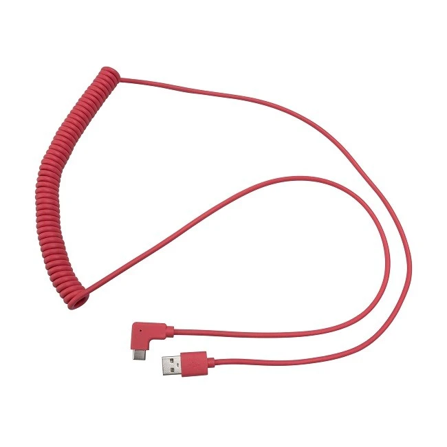 Left/right Angled Coiled USB Type C Male To USB 2.0 A Male Retractable Cable