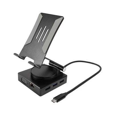 10-ב-1 תחנת עגינה USB C עם תושבת מסתובבת ב-360 מעלות