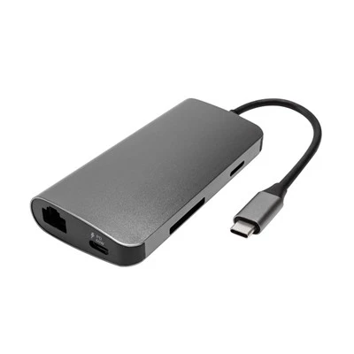 8 ב-1 תחנת עגינה ניידת USB C מרובה יציאות למחשב נייד מחשב תומכת בקריאת כרטיסי זיכרון
