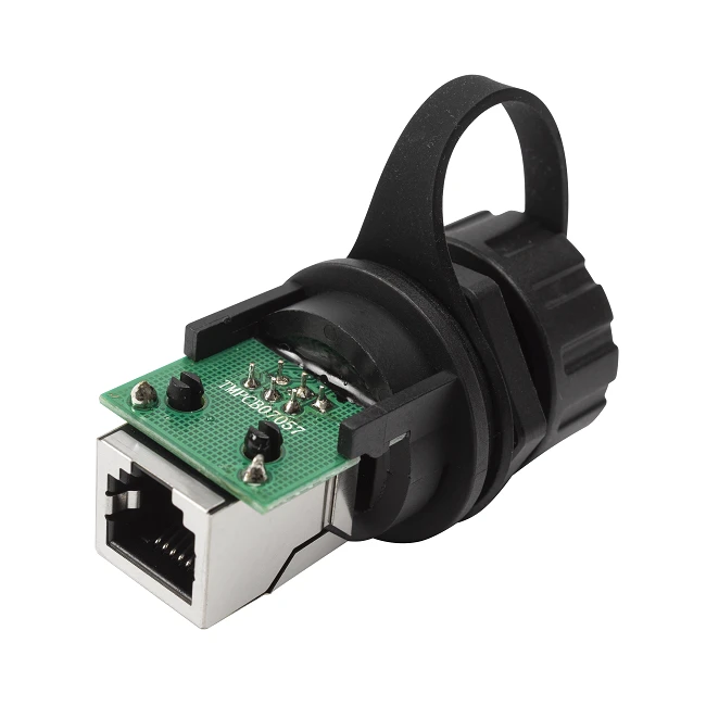 Waterproof Industrial D-Series 180°RJ11 Female 6P6C IP67 Connector Adapter